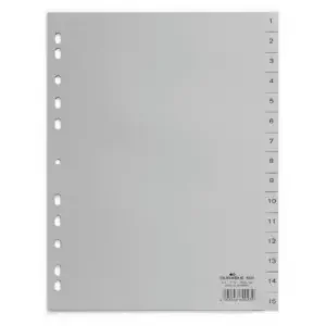 Durable 15 Part Numbered Tab Reinforced Punched Index Divider – A4 – Grey
