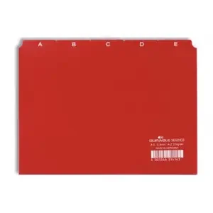 Durable 5 Part Alphabetical A-Z Reinforced Index Dividers – A5 Landscape – Red