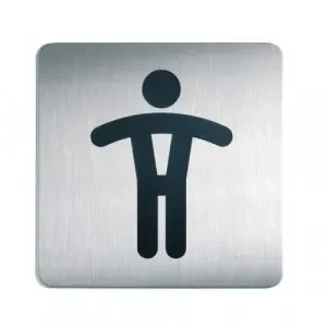 Durable Adhesive Men‘s WC Symbol Bathroom Toilet Sign – Stainless Steel – Square