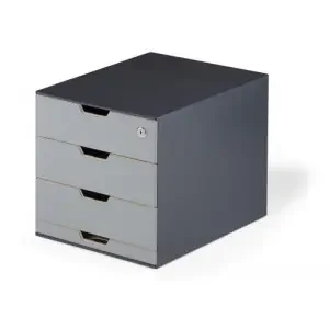 Durable COFFEE POINT Modular Lockable Storage Box 4 Drawer Organiser – Grey