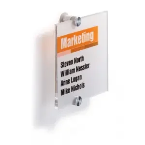 Durable CRYSTAL Frameless Acrylic Door Sign Holder Wall Mounted – 148x148mm