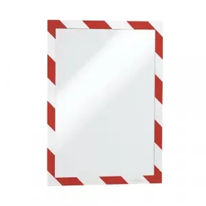 Durable DURAFRAME SECURITY Self-Adhesive Safety Sign & Document Holder with Magnetic Frame A4 Red/White (Pack 2) – 4944132