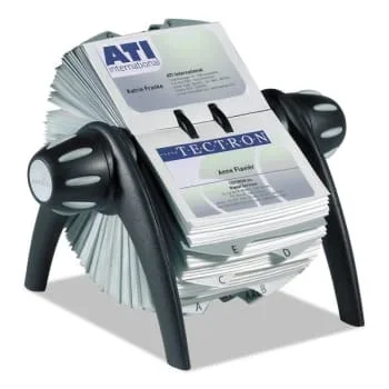Durable Flip Rotary Bc File 2.88 X 4.13 Cards 8.75 X 7.13 X 8.06 Blk/Slvr