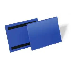 Durable Magnetic Ticket Label Holder Document Pockets – 50 Pack – A5 Blue