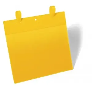 Durable Strap Ticket Holder Document Pocket Landscape – 50 Pack – A4 Yellow