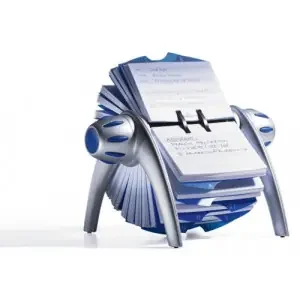 Durable TELINDEX Rotary Address Card Holder – 500 Cards & A-Z Index – Silver
