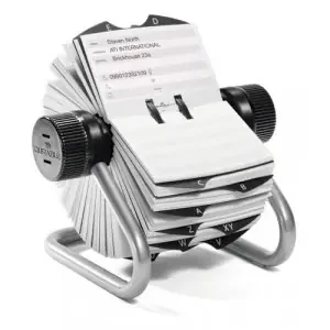 Durable TELINDEX Rotary Address Card Holder – 500 Cards & A-Z Index – Silver