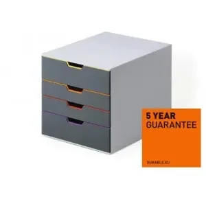 Durable VARICOLOR Desktop Organiser 4 Drawer Colour Coded Modular Storage – A4+