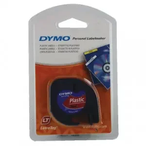 Dymo 91203 12mmx4m Black On Red Plastic Tape