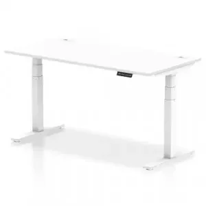 Dynamic Air 1600 x 800mm Height Adjustable Desk White Top Cable Ports White Leg HA01111