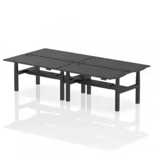 Dynamic Air Back-to-Back W1600 x D800mm Height Adjustable Sit Stand 4 Person Bench Desk With Cable Ports Black Finish Black Frame – HA02964