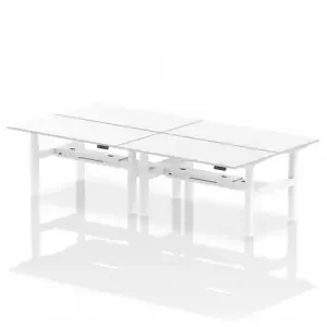 Dynamic Air Back-to-Back W1600 x D800mm Height Adjustable Sit Stand 4 Person Bench Desk With Cable Ports White Finish White Frame – HA02422