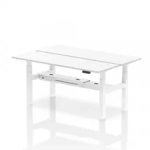 Dynamic Air Back-to-Back W1800 x D600mm Height Adjustable Sit Stand 2 Person Bench Desk With Cable Ports White Finish White Frame – HA02536