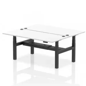 Dynamic Air Back-to-Back W1800 x D800mm Height Adjustable Sit Stand 2 Person Bench Desk With Cable Ports White Finish Black Frame – HA02670