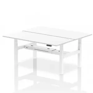 Dynamic Air Back-to-Back W1800 x D800mm Height Adjustable Sit Stand 2 Person Bench Desk With Cable Ports White Finish White Frame – HA02674