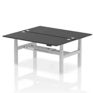 Dynamic Air Back-to-Back W1800 x D800mm Height Adjustable Sit Stand 2 Person Bench Desk With Cable Ports Black Finish Silver Frame – HA03008