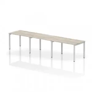 Dynamic Evolve Plus 1200mm Single Row 3 Person Desk Grey Oak Top Silver Frame BE771