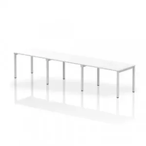 Dynamic Evolve Plus 1200mm Single Row 3 Person Desk White Top Silver Frame BE416