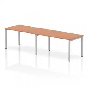 Dynamic Evolve Plus 1400mm Single Row 2 Person Desk Beech Top Silver Frame BE373
