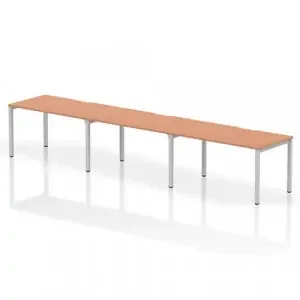 Dynamic Evolve Plus 1400mm Single Row 3 Person Desk Beech Top Silver Frame BE413