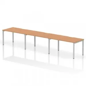 Dynamic Evolve Plus 1400mm Single Row 3 Person Desk Oak Top Silver Frame BE415