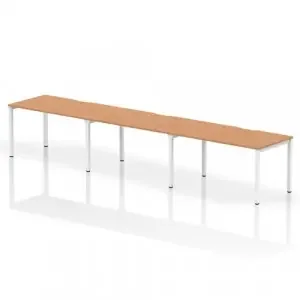 Dynamic Evolve Plus 1400mm Single Row 3 Person Desk Oak Top White Frame BE395