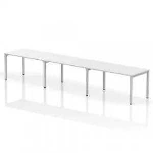 Dynamic Evolve Plus 1400mm Single Row 3 Person Desk White Top Silver Frame BE411