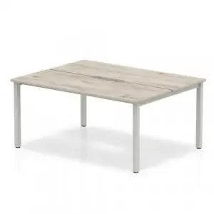 Dynamic Evolve Plus 1600mm B2B 2 Person Desk Grey Oak Top Silver Frame BE745