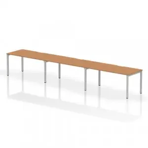 Dynamic Evolve Plus 1600mm Single Row 3 Person Desk Oak Top Silver Frame BE410