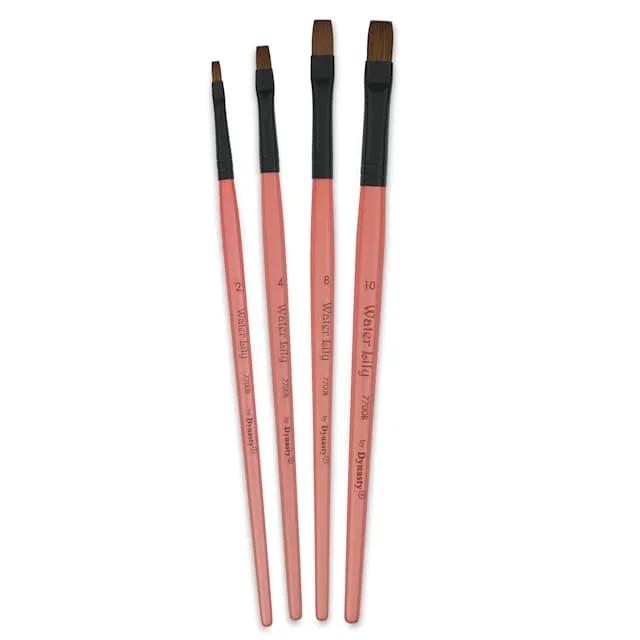 Dynasty Water Lily Watercolor Brushes – Set 7, Short Handle, Set of 4
