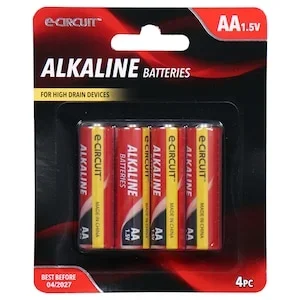 E-Circuit 1.5V Alkaline AA Batteries, 4-ct. Packs