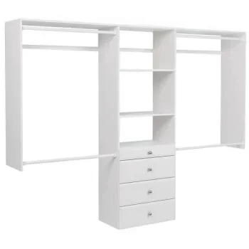 Easy Track 4′-8′ W Premium Closet Kit + Drawers White