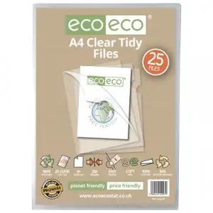 Eco Eco A4 50% Recycled Bag Clear Tidy Files – Pack of 25