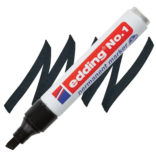 Edding Permanent Marker – Black, No.1, Chisel Nib, 1-5 mm