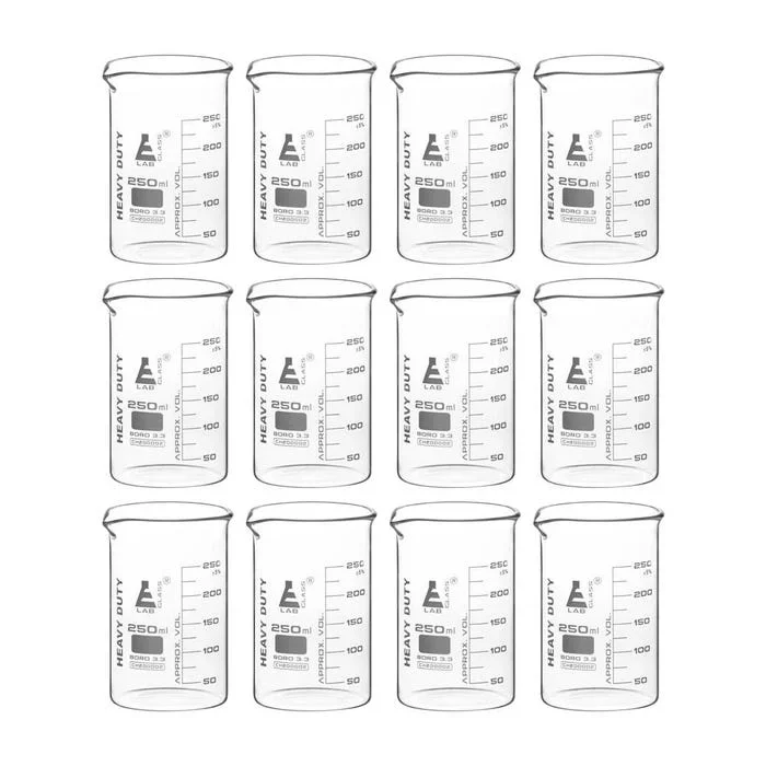 Eisco Labs 12PK Heavy Duty Beakers, 250 mL