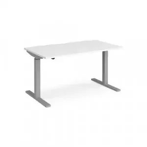 Elev8 Mono straight sit-stand desk 1400mm x 800mm – silver frame, white top