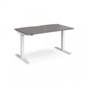 Elev8 Mono straight sit-stand desk 1400mm x 800mm – white frame, grey oak top