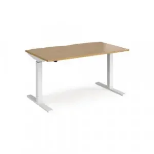Elev8 Mono straight sit-stand desk 1400mm x 800mm – white frame, oak top