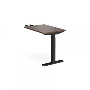 Elev8 Touch sit-stand return desk 600mm x 800mm – black frame, walnut top