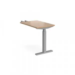 Elev8 Touch sit-stand return desk 600mm x 800mm – silver frame, beech top