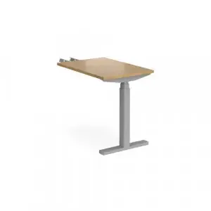 Elev8 Touch sit-stand return desk 600mm x 800mm – silver frame, oak top