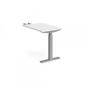 Elev8 Touch sit-stand return desk 600mm x 800mm – silver frame, white top