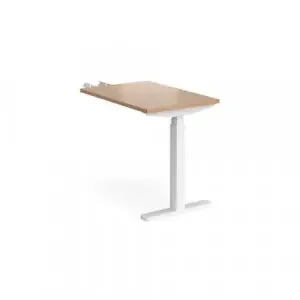 Elev8 Touch sit-stand return desk 600mm x 800mm – white frame, beech top
