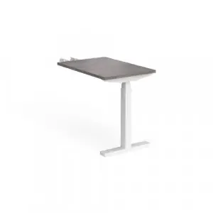 Elev8 Touch sit-stand return desk 600mm x 800mm – white frame, grey oak top