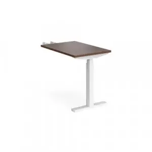 Elev8 Touch sit-stand return desk 600mm x 800mm – white frame, walnut top