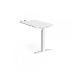 Elev8 Touch sit-stand return desk 600mm x 800mm – white frame, white top