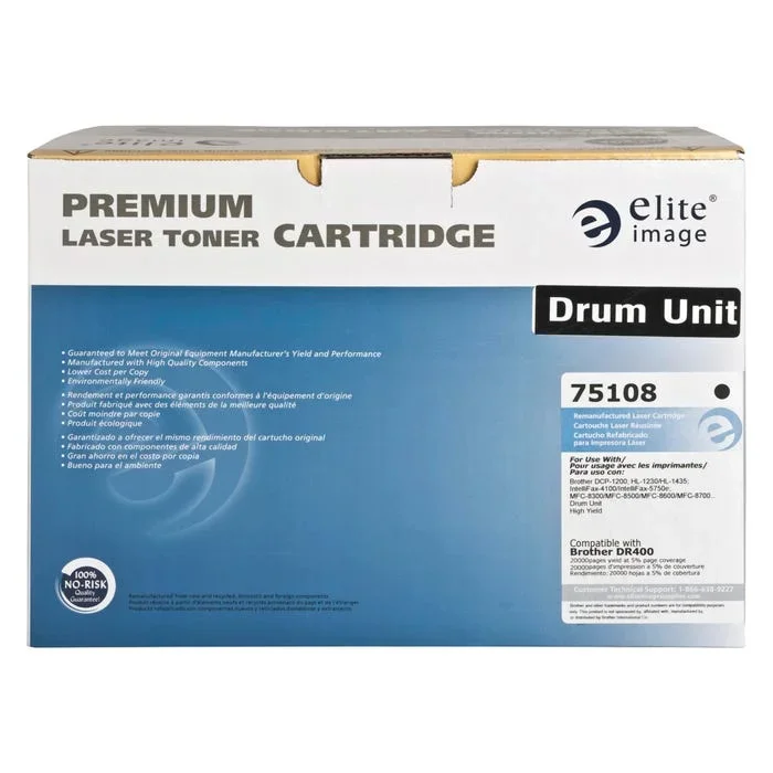 Elite Image Replacement Drum Unit for Brother DR400, Black