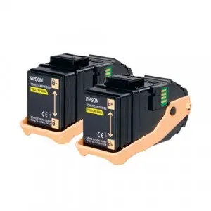Epson 0606 High Capacity Toner Cartridges (Yield 7,500 Pages) Yellow (2 Pack) for AcuLaser C9300N Series Colour Laser Printer