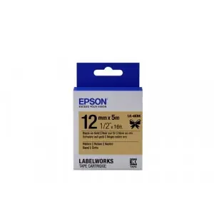 Epson LK-4KBK Black on Gold Satin Ribbon Label Cartridge 12mm x 5m – C53S654001