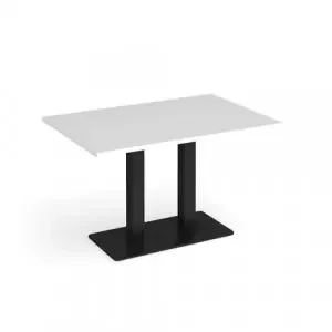 Eros rectangular dining table with flat black rectangular base and twin uprights 1200mm x 800mm – white